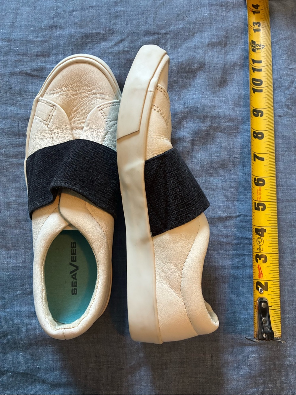 SeaVees women’s White Slip-On Sneakers with Black Strap size:9